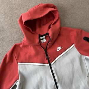 Men's Nike Sportswear White Red Blue Yellow Tech Fleece Full-Zip Hoodie - L